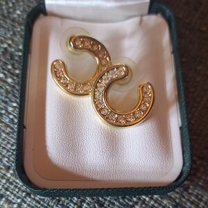 Swarovski Elegant Gold Crystal Stud Earrings